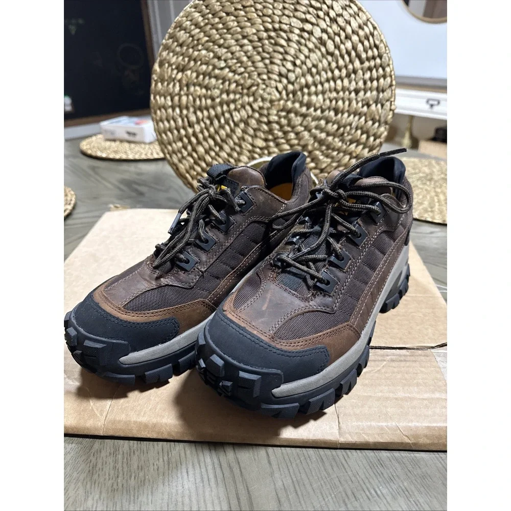 Like New Caterpillar Men Invader STEEL TOE Work Shoes Size 8.5M‎ DARK BROWN